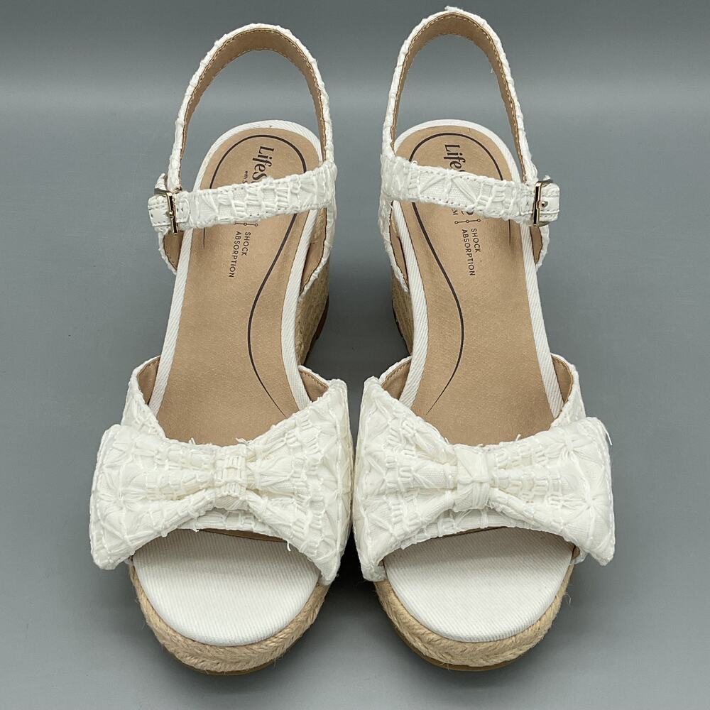 NEW Lifestride Women’s Tahlia Espadrille Wedge Sandals White Size 7.5W - Picture 3 of 10
